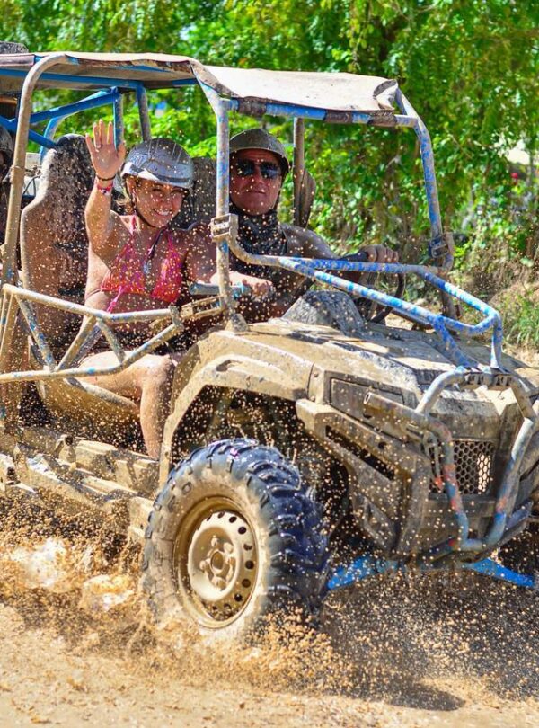 Off-road trail with mud splashes during Buggy Predator Adventure Punta Cana